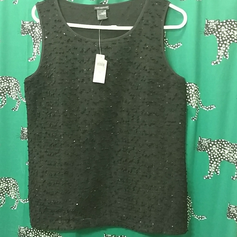 NWT Ann Taylor sparkly black tank